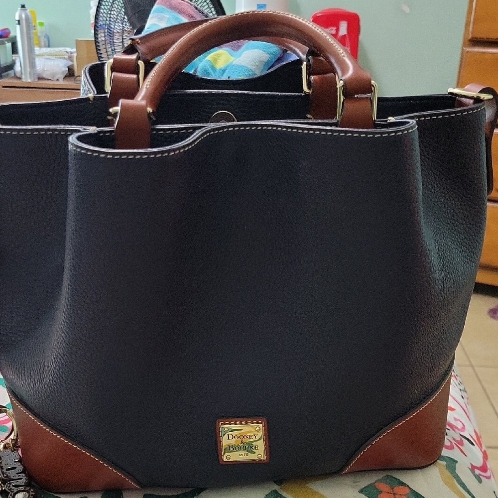 Dooney & Bourke Black and Brown Leather Handbag